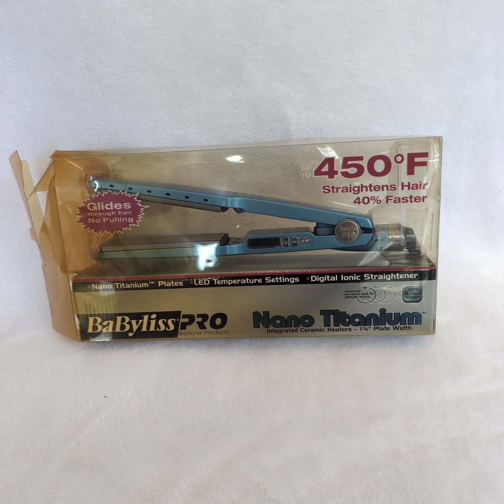BaBylissPRO Nano Titanium BABNT2094 1.75" Ionic Flat Iron Blue Open Box